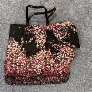 RED Valentino Black and Pink Floral Tote